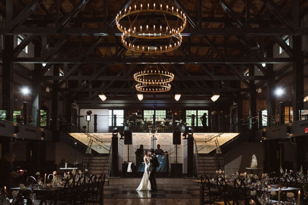 the dance hall reception ballroom wedding photo location at Park Loft NJ