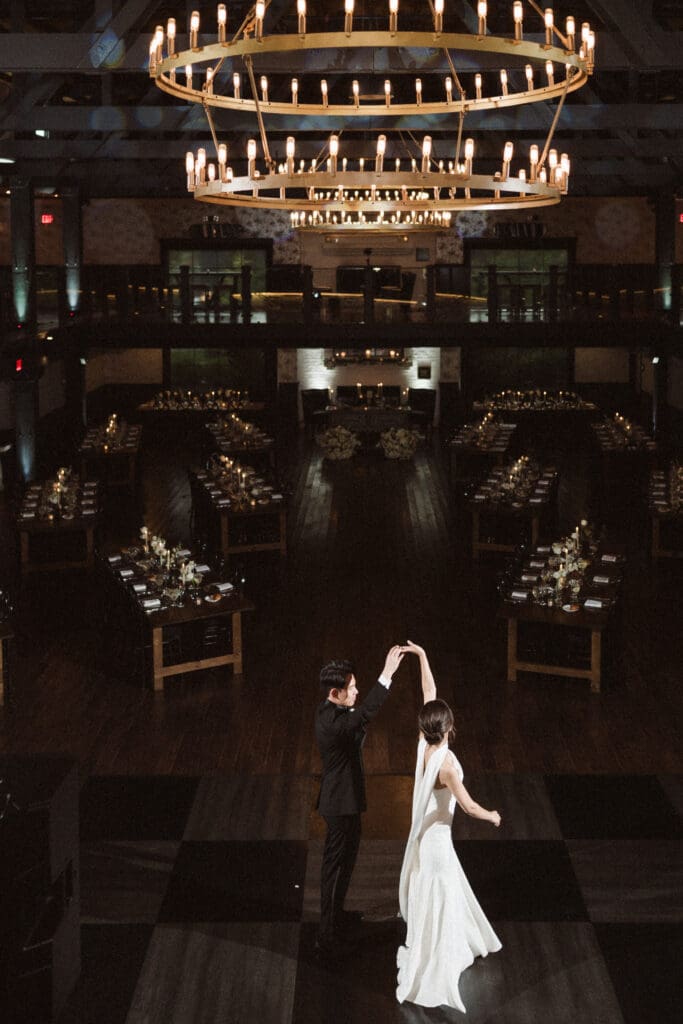 the dance hall reception ballroom wedding photo location at Park Loft NJ