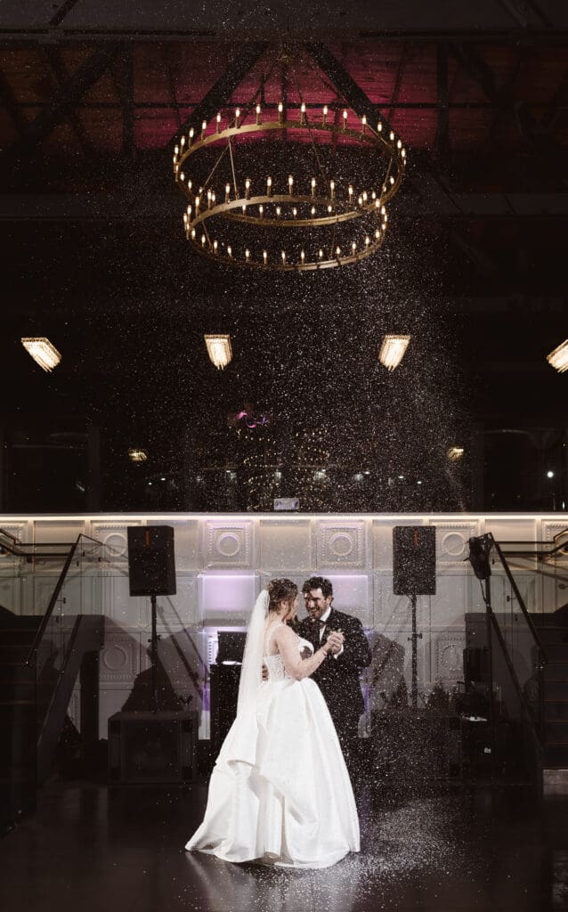 the dance hall reception ballroom wedding photo location at Park Loft NJ