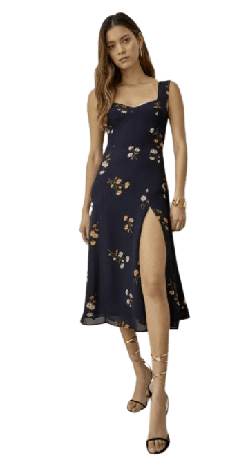 blue-floral-print-slit-midi-dress-by-reformation-for-engagement-photos