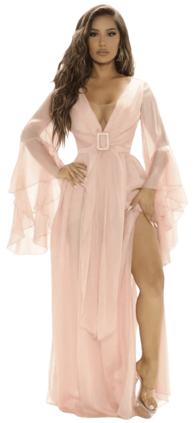 fashion-nova-a-line-blush-ruffle-tulle-bell-sleeve-maxi-dress-with-belt