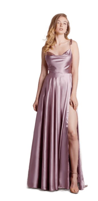 mauve pink satin engagement photos dress