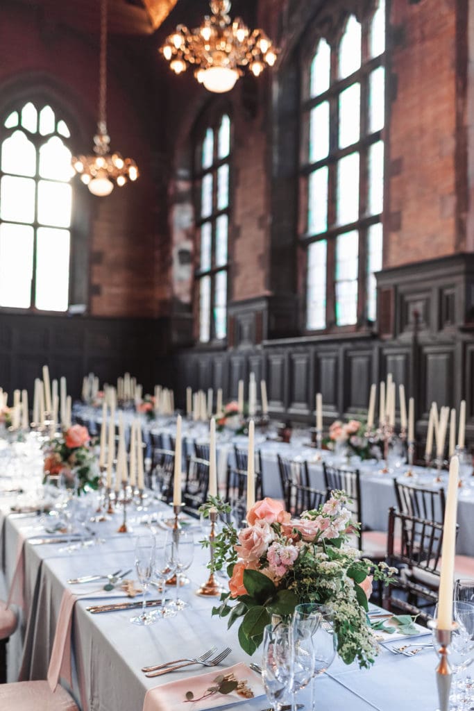 candelabras-lit-with-blue-and-pink-spring-wedding-theme-the-highline-hotel-nyc