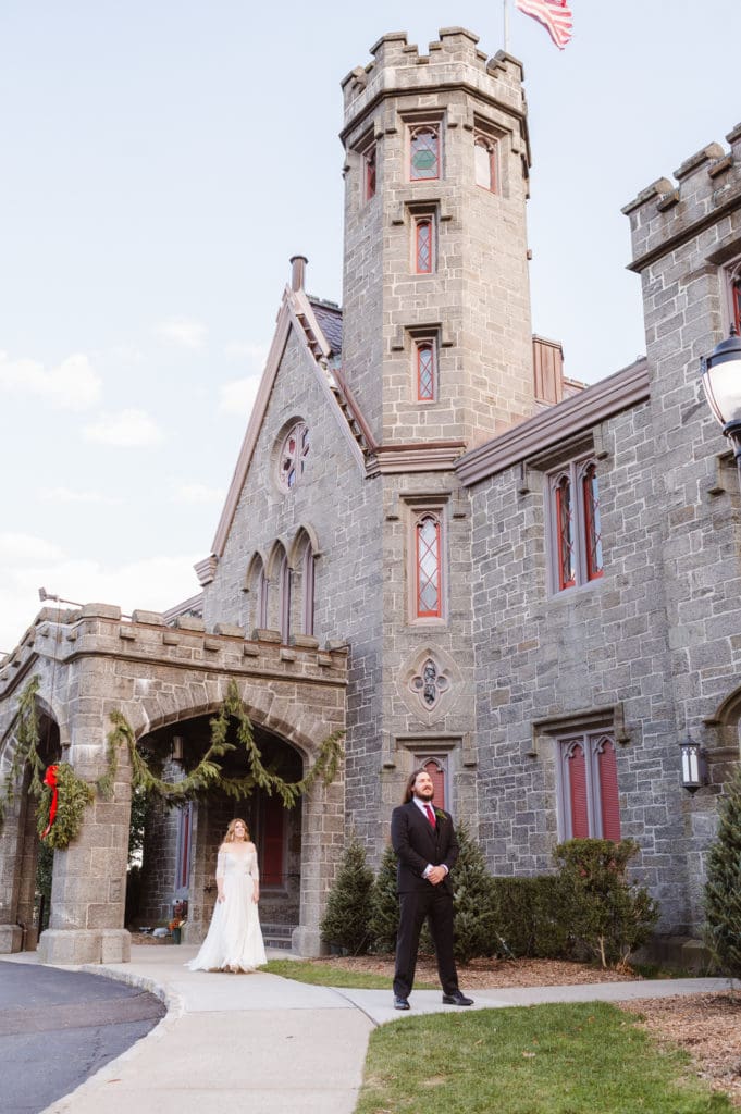 first-look-outside-winter-wedding-at-whitby-castle-suess-moments-wedding-photographer