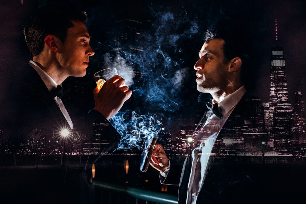 night-time-smoke-cigar-photo-of-groomsmen
