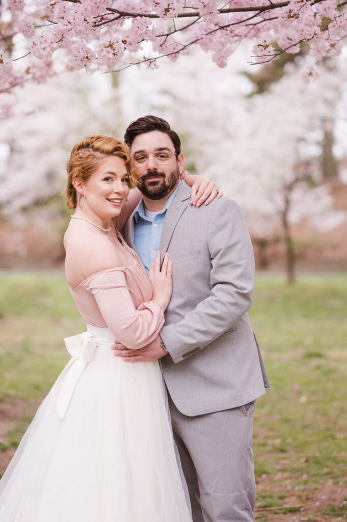 traditional-couple-pose-at-branch-brook-park-nj-engagement-photo-shoot