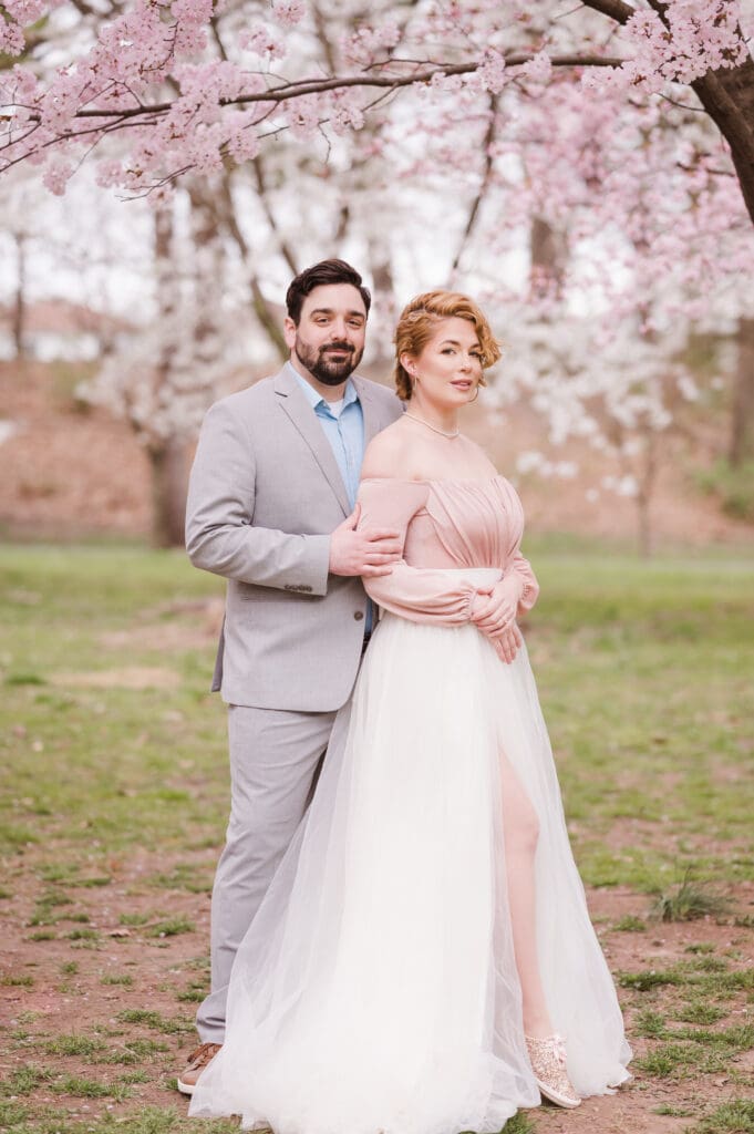 traditional-couple-pose-at-branch-brook-park-nj-engagement-photo-shoot