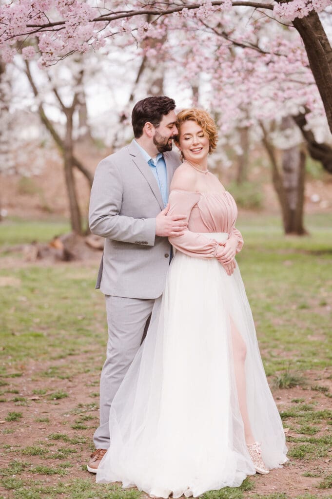 traditional-couple-pose-at-branch-brook-park-nj-engagement-photo-shoot