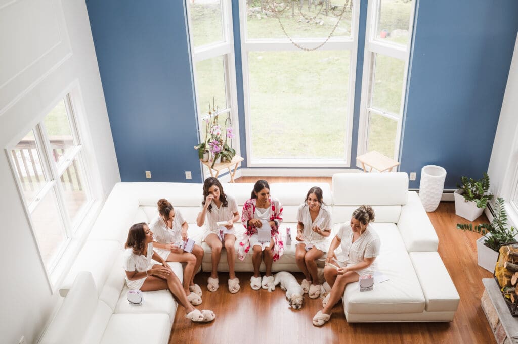 bride-prep-wearing-robes-opening-gifts