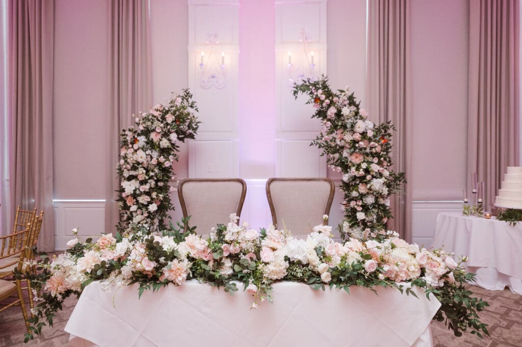fake-flowers-arch-at-wedding-reception-crystal-springs-resort-nj