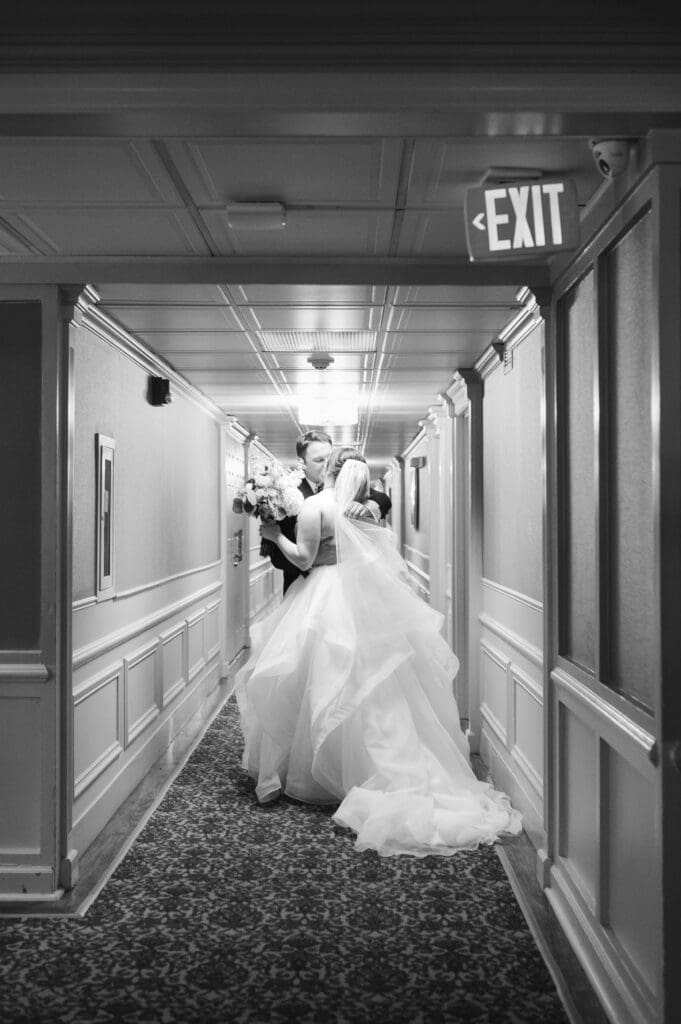 first-kiss-wedding-photo-at-the-madison-hotel-new-jersey