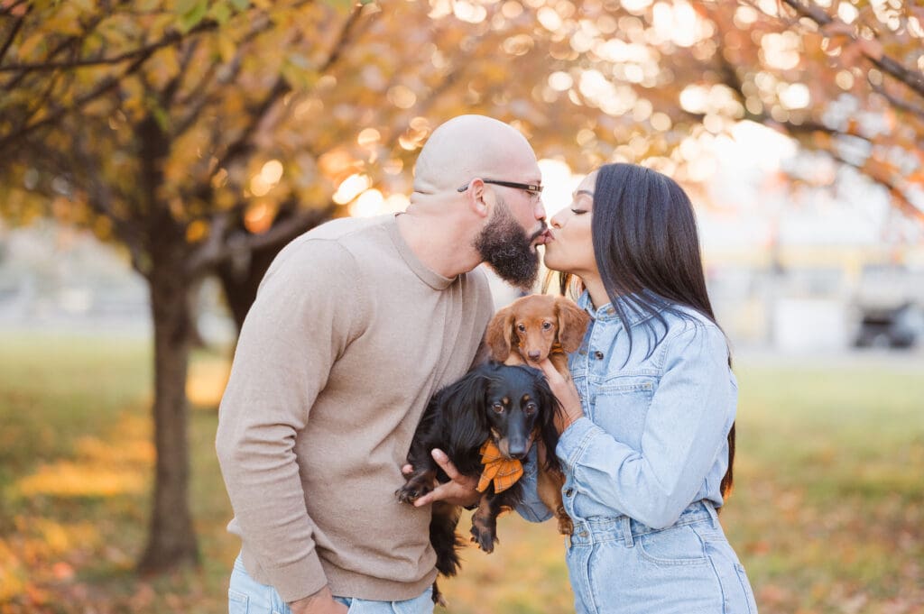 engagement-photo-with-dogs-at-fall-time