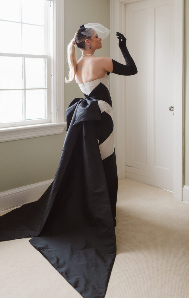 escada-vintage-black-and-white-wedding-dress