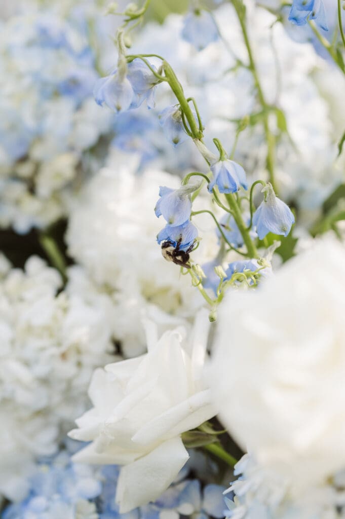 blue-and-white-wedding-flowers-at-ceremony