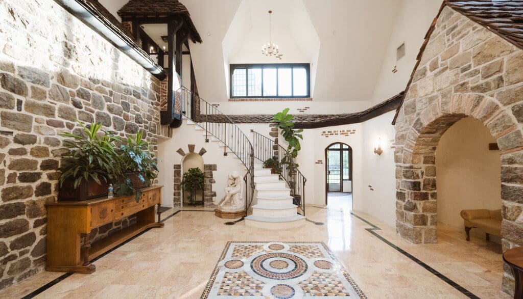 The staircase up to bridal suite at the Pleasantdale Chateau NJ