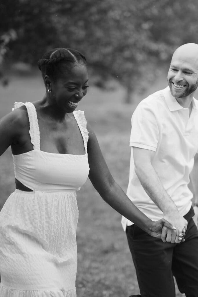 black-and-white-engagement-photo-candid