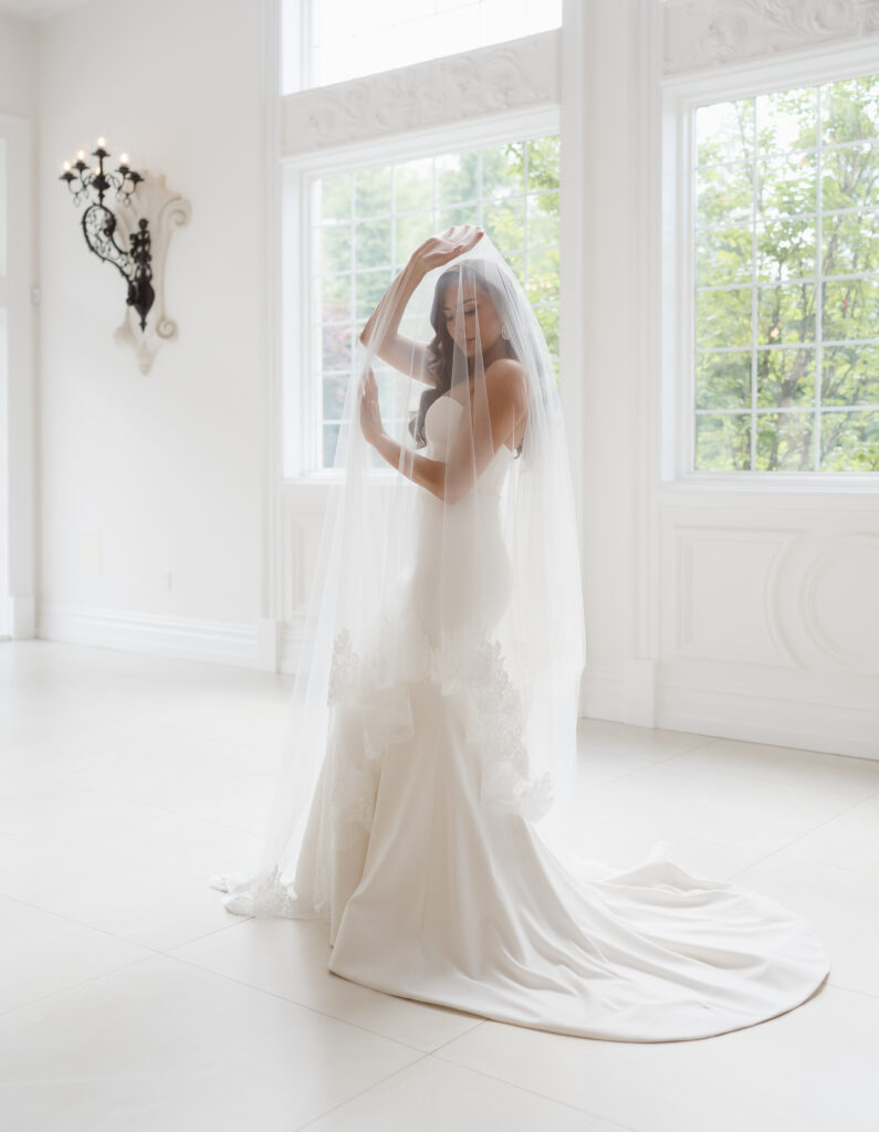 under the veil shot for the bride