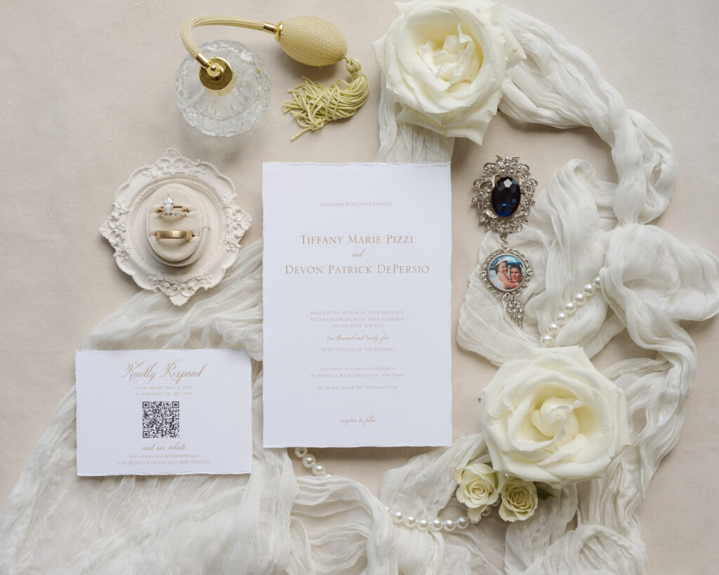 wedding flatlay elegant white ivory