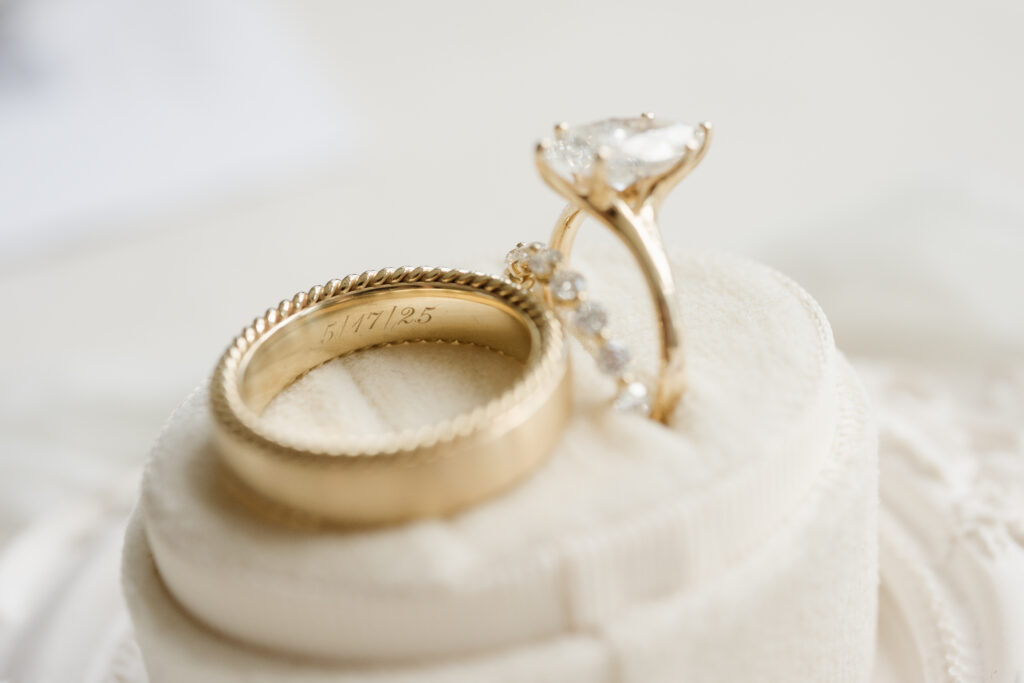 engraved gold wedding band for groom
