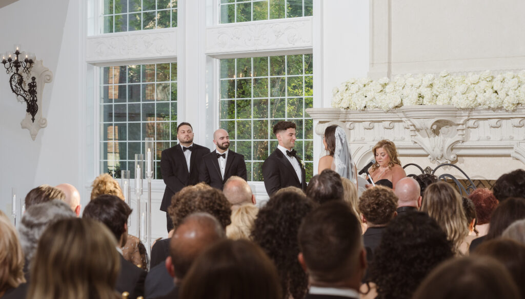wedding ceremony at the estate at florentine gardens nj by suess moments photographer
