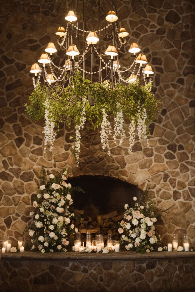 the fireplace for photos at the grand ballroom the ryland inn new jersey