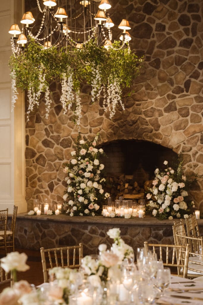 the fireplace for photos at the grand ballroom the ryland inn new jersey