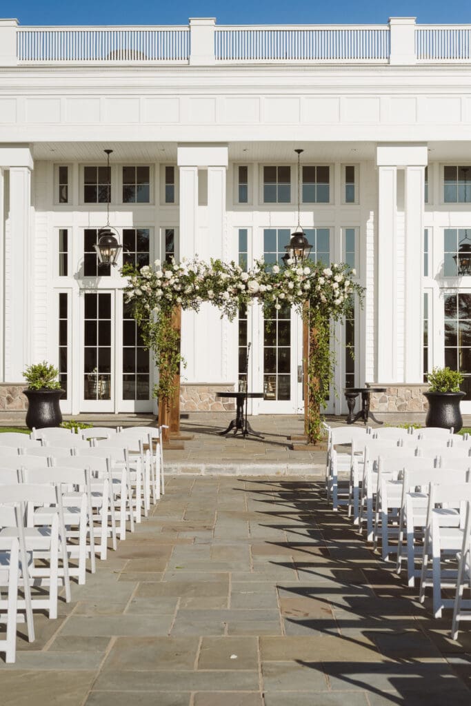 outdoor ceremony at the grand ballroom at the ryland inn nj