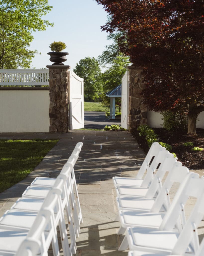 the bride and groom ceremony entrance gate at the ryland inn grand ballroom nj