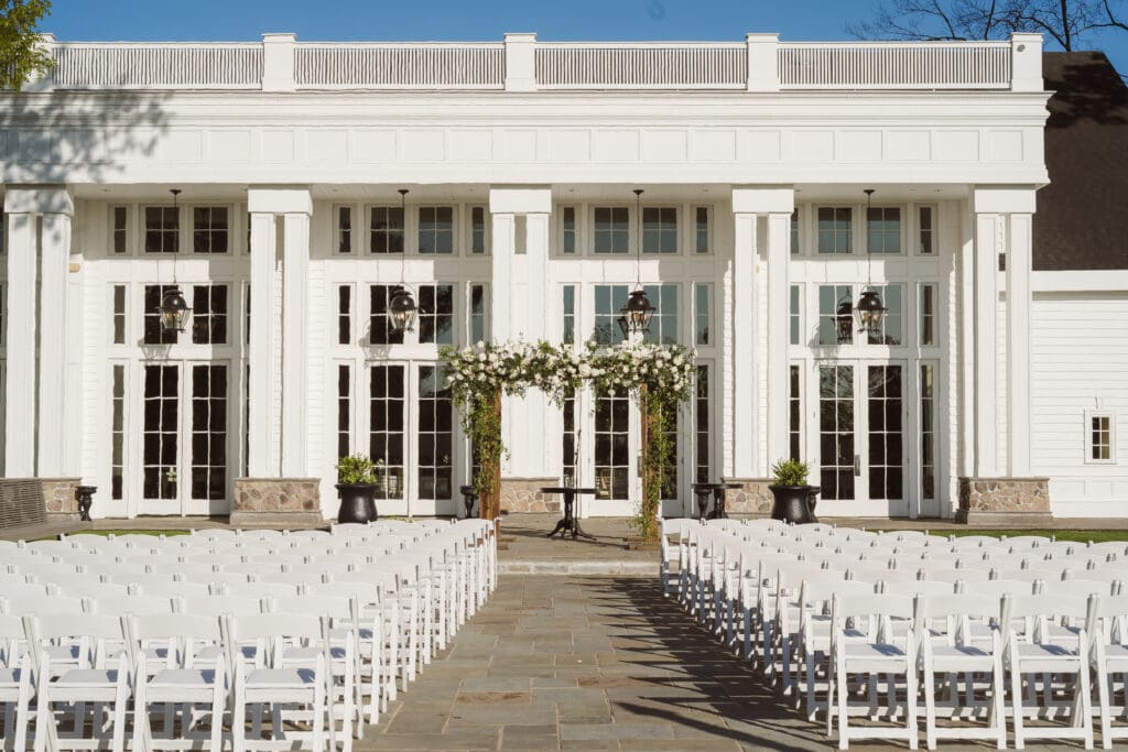 outdoor ceremony at the grand ballroom at the ryland inn nj