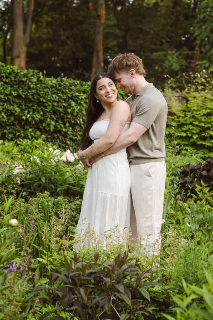 engagement photo shoot poses at cross estate gardens new jersey spring session