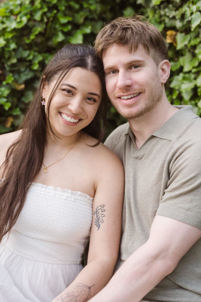 engagement photo shoot poses at cross estate gardens new jersey spring session