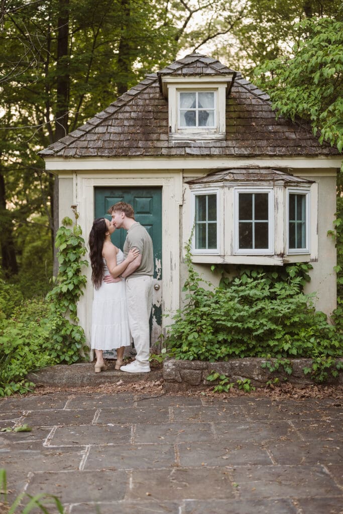 whimsical engagement photos spring time at cross estate gardens new jersey