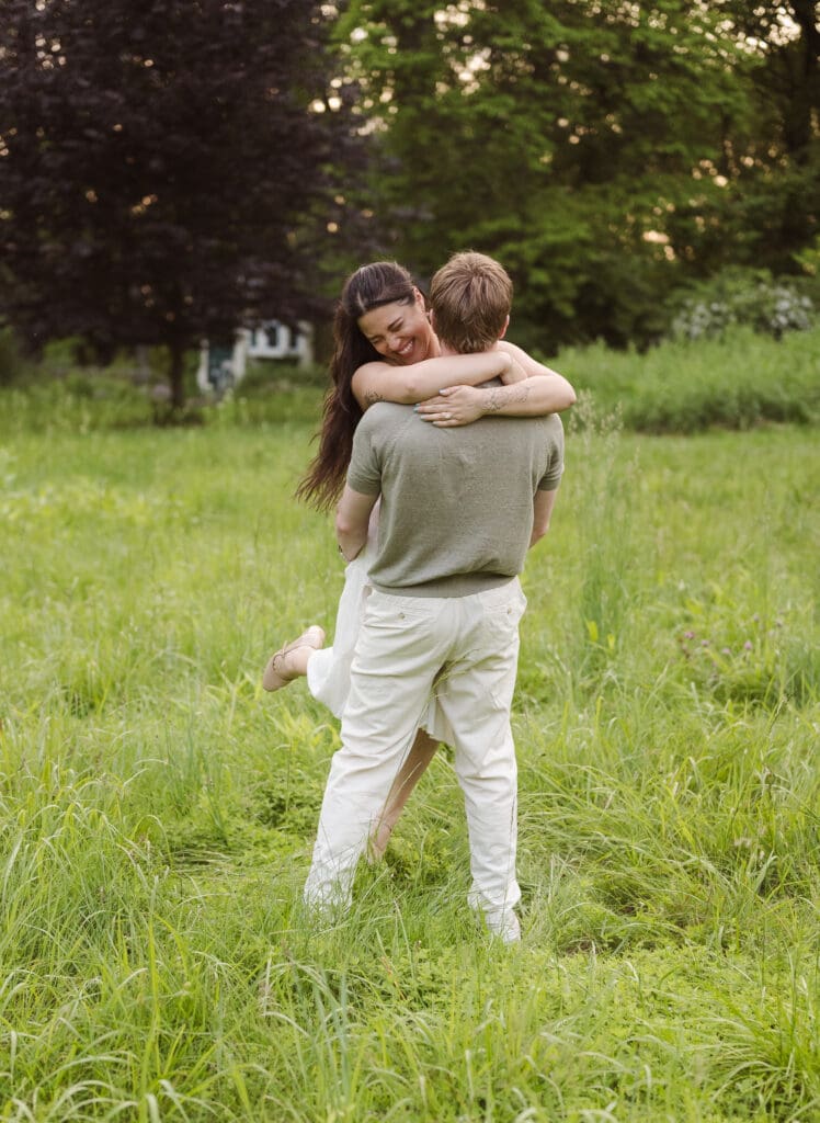 fun engagement photo pose dancing