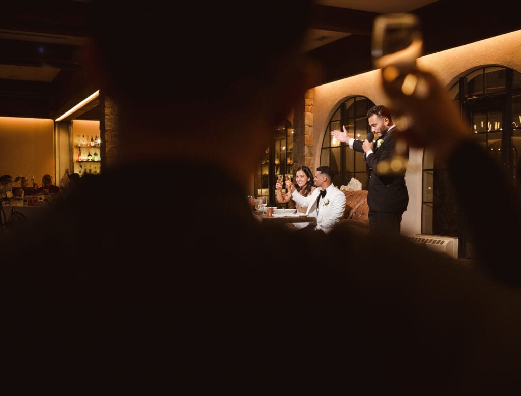 creative angle during wedding reception speeches