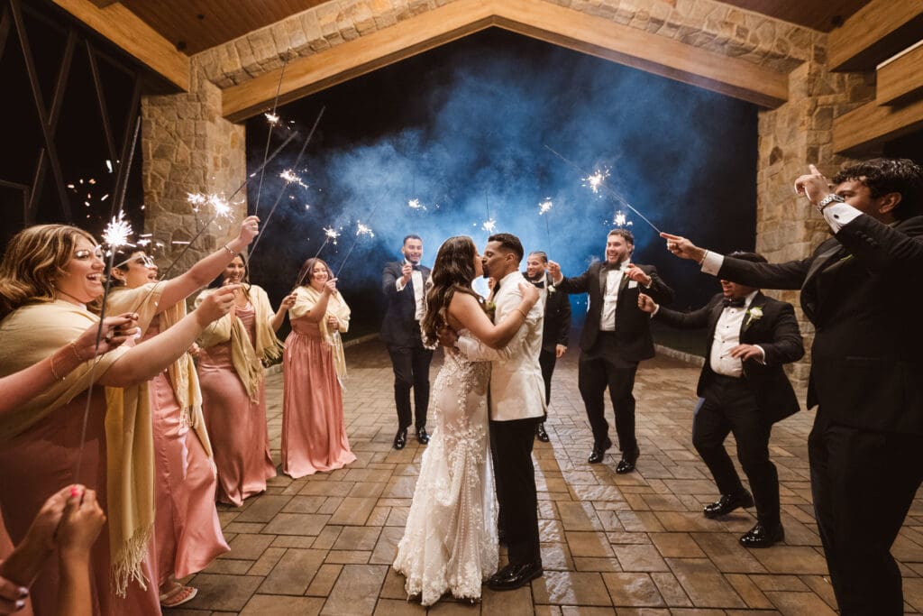 whimsical wedding photos by suess moments sparkler exit at perona farms the reserve