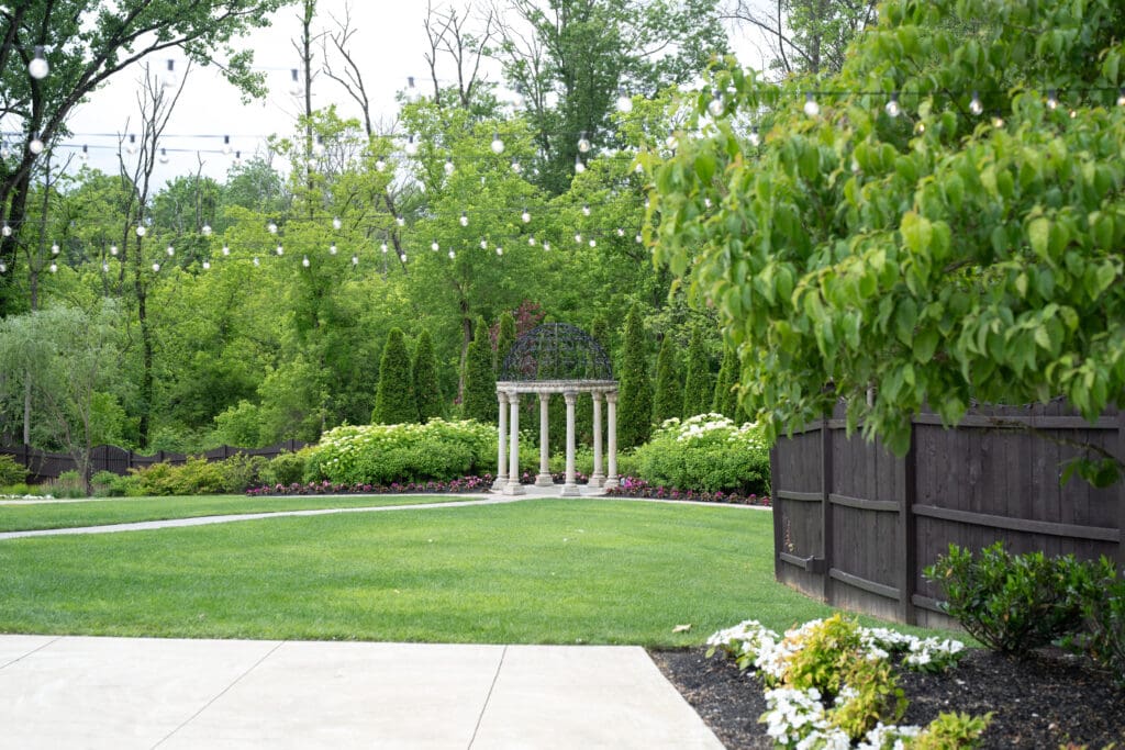 the garden ceremony and market string lights at hamilton manor nj
