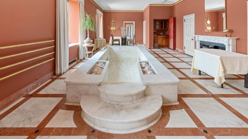 Prince Albert bridal suite and overnight accommodations with tub at Jasna Polana NJ wedding venue