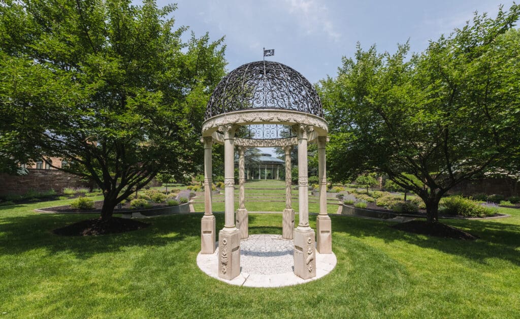 the wedding ceremony outdoors at jasna polana venue in princeton, nj
