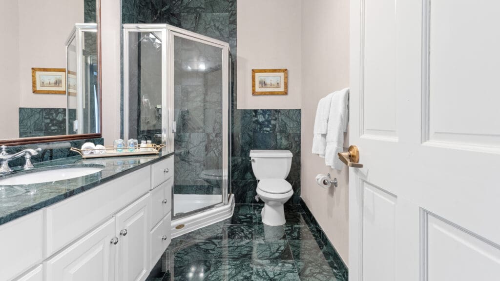 Room 305 bathroom at the Annex House at Jasna Polana wedding venue