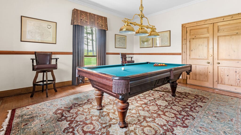 This the billiard room at the Beata House