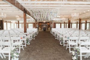 wedding ceremony in the barn at the hamilton manor nj
