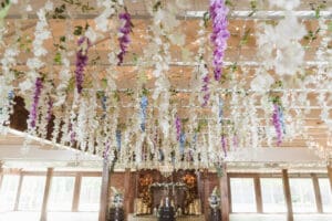 wedding ceremony in the barn at the hamilton manor nj