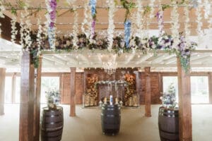 wedding ceremony in the barn at the hamilton manor nj