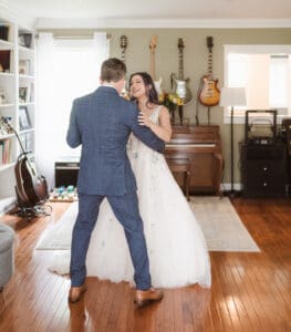 first look bride and dad