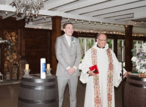 wedding ceremony in the barn at the hamilton manor nj