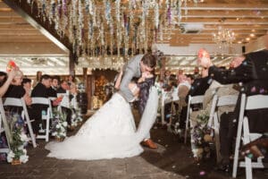 wedding ceremony in the barn at the hamilton manor nj