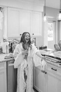 champagne popping in the kitchen