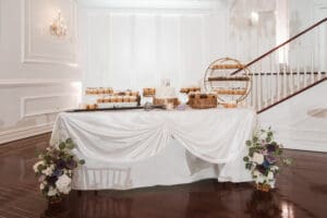 purple whimsical theme wedding decor at the hamilton manor