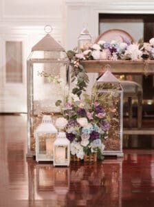 purple whimsical theme wedding decor at the hamilton manor