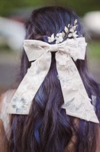 bride with purple hair on wedding day